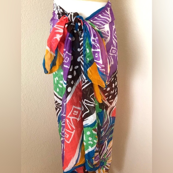 Beach pool cover wrap multi color cotton shawl beach shawl or pool cover - Picture 1 of 7